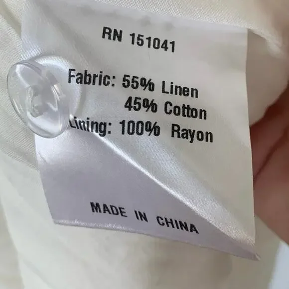 o.p.t Marina White Linen Midi Dress – Fitted Bodice w/ Lace Trim, Size 2 - Picture 10 of 10